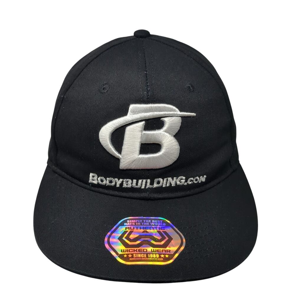Bodybuilding Snapback Hat Black One Size Adjustable Embroidered Wicked Wear